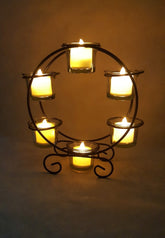 Round Candle Holder set ( 6 glass votive + 6 led included